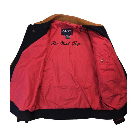 GANT Vintage 90s Multicolor Leather Wool Varsity Letterman Bomber Jacket Mens XL - Picture 5 of 6